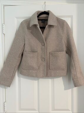 Zara Neutral Taupe Short Wool Jacket